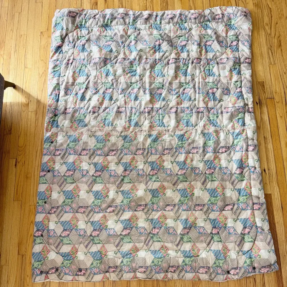 Vintage 70s Geometric Patchwork Wearable Sleeping Bag Blanket - Picture 4 of 5